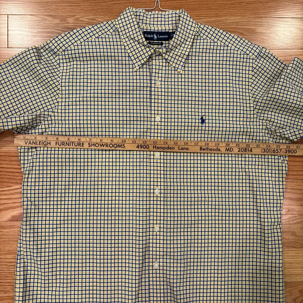 Ralph Lauren Yellow and Blue Casual Button Down Shirt Short Sleeves - Picture 5 of 7
